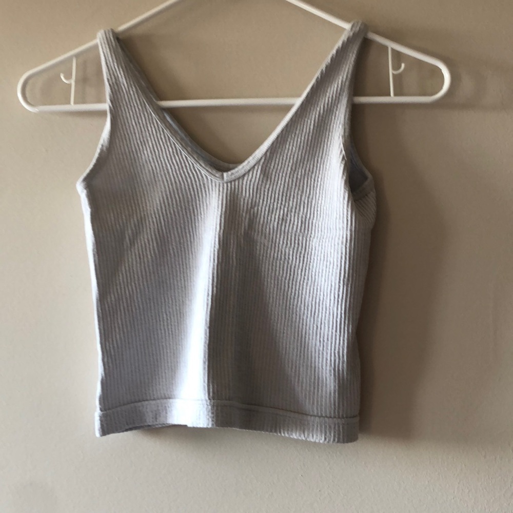 Ribbed off white tank top